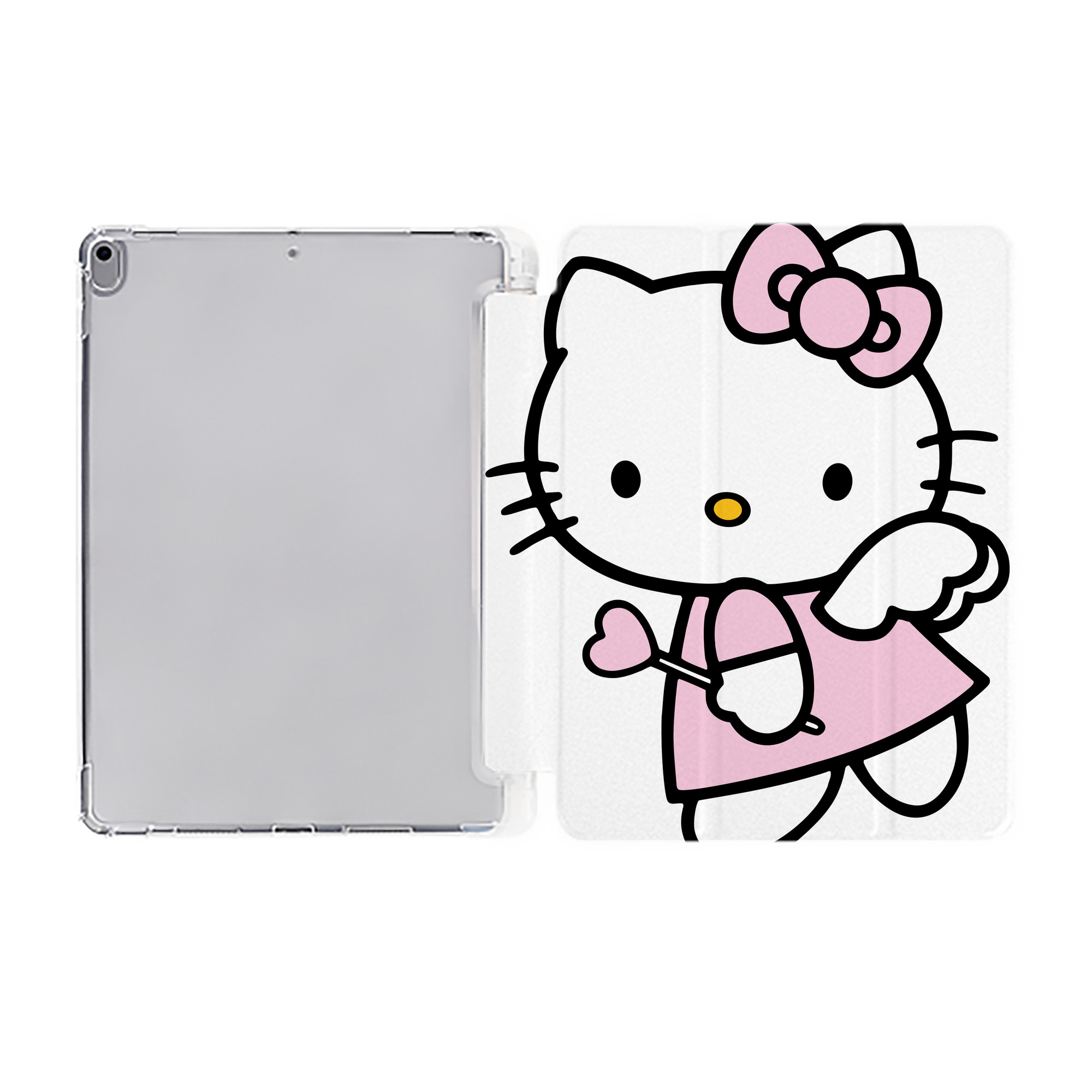 （画像用） Hello Kitty ハローキティ IPad ケース ペン収納付き 三つ折りスタンド PUレザー×シリコン 対応機種9.5/10.5/10.9インチ